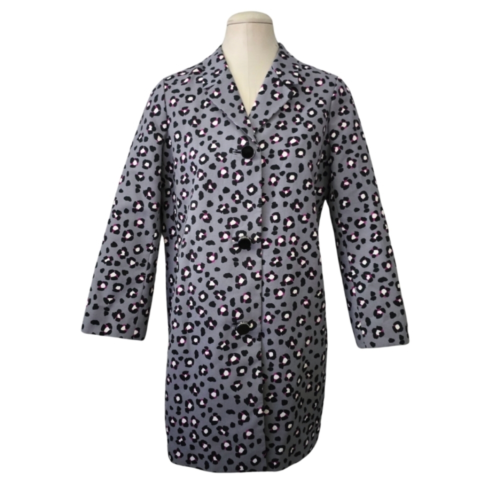 Kate Spade New York Cyber Cheetah Leopard Print Trench Coat Jacket $548 Small